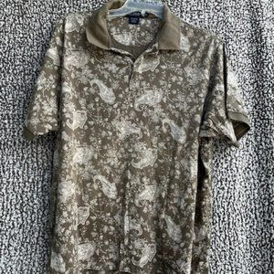 DANIEL CREMIEUX Brown/White Patterned Men's Polo Style Shirt